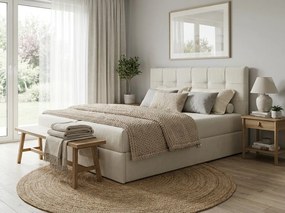 Čalúnená posteľ boxspring DIRELIS VIBE 180x200 cm krémová Matrac: Matrac Bonell pružinový