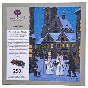 Drevené puzzle Josef Lada Anjel, Čert a Mikuláš