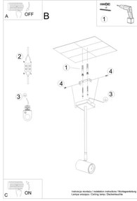 Sollux SL.1074 - Luster na tyči NORANO 1xGU10/40W/230V čierna