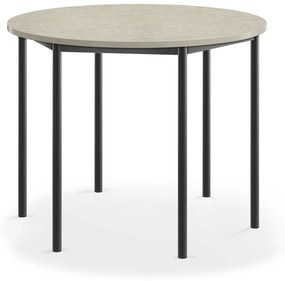 Stôl SONITUS, kruh, Ø1200x900 mm, linoleum - svetlošedá, antracit