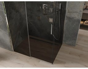 Mexen Omega, sprchovací kút s posuvnými dverami 140 (dvere) x 90 (stena) cm, 8mm sklo, chrómový profil-šedé sklo, 825-140-090-01-40