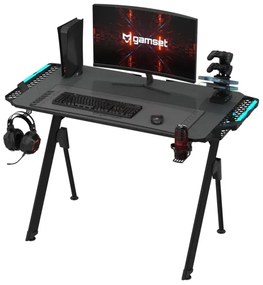 Herný stôl FALCON s LED RGB podsvietením 116x60 cm čierna