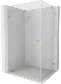 Mexen Lunar-B, výklopný sprchový kút ľavý 80 x 70 cm, 8mm číre sklo, zlatý kartáčovaný - 832-080-070-55-00-L