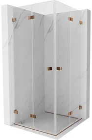 Mexen Lunar-F Duo, skladací sprchový kút 70 x 70 cm, 8mm číre sklo, profil ružové zlato, 836-070L-070P-60-00