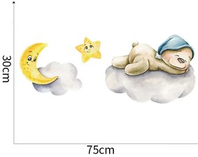 Samolepka na stenu "Macík na obláčiku" 75x30cm