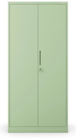 Dvojdverová kovová skriňa s policami JAN H, 900 x 1950 x 400 mm, Fresh Style: pastelovo zelená