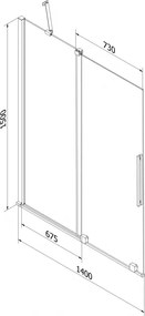 Mexen Velar, 2-krídlová posuvná vaňová zástena 140 x 150 cm, 8mm šedé sklo, biela matná, 896-140-000-41-20