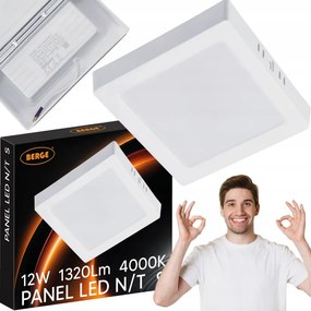 BERGE Prisadený štvorcový LED panel 12W - 1320lm - neutrálna farba