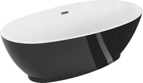 Mexen Bilbao, voľne stojaca vaňa 180 x 90 cm, biela-čierna, brúsený grafit prepad, 51311809075-95