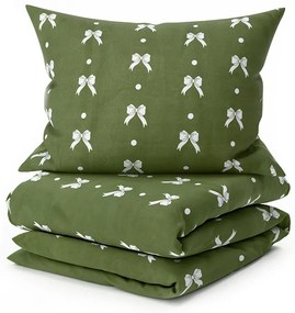 Mikroflanelové obliečky WHITE BOW zelené Rozmer obliečky: 70 x 90 cm | 140 x 200 cm