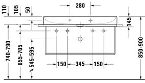 Duravit DuraSquare - Umývadlo do nábytku 1000x470 mm, bez prepadu, biela 2353100043