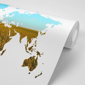 Tapeta mapa sveta na bielom pozadí - 150x100