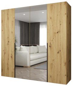 Šatníková skriňa 200 cm Alice 2 (dub artisan + čierna). Akcia -20%. Vlastná spoľahlivá doprava až k Vám domov. 1126168