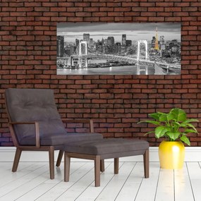 Obraz - Veľkomesto so žltou vežou (120x50 cm)