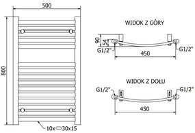 Mexen Helios, vykurovacie teleso 800 x 500 mm, 384 W, čierna, W103-0800-500-00-70