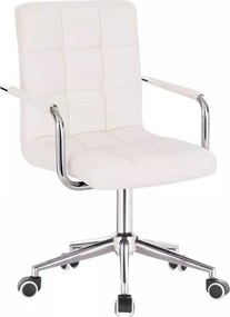 LuxuryForm DESIGN Stolička VERONA na striebornej podstave s kolieskami - biela