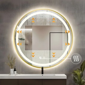 Tutumi Tutumi, okrúhle LED zrkadlo 90cm so zlatým rámom, MMJ GOLD 90cm, zlatá matná, HOM-02504