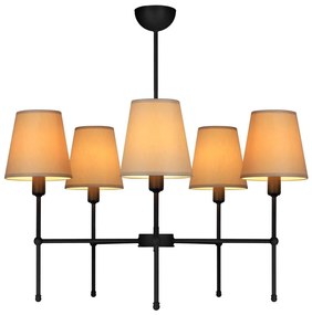 Luster na tyči MADELA 5xE14/40W/230V béžová/čierna