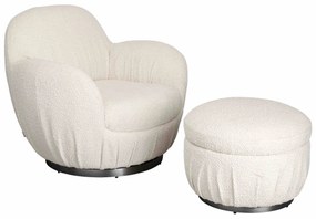 Nube Boucle otočné kreslo biele