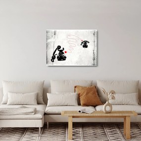Sklenený obraz - Kresba telefónu na štýl Banksyho (70x50 cm)