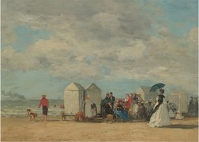 Obraz - Eugène Boudin, Beach Scene , reprodukcia (70x50 cm)