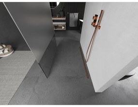 Mexen Kioto, sprchová zástena Walk-In 130 x 200 cm, 8mm číre sklo-námraza, medený matný profil, 800-130-002-65-35