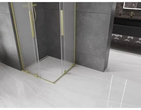 Mexen Velar L Duo, sprchový kút s posuvnými dverami 90 x 90 cm, 8mm sklo námraza, zlatá matná, 871-090-090-02-33-55
