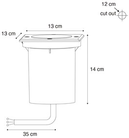 Vonkajšie zemné bodové svetlo čierne štvorcové nastaviteľné IP65 - Delux