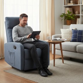 Relaxačné polohovacie TV kreslo FIORE — látka, sivá, nosnosť 130 kg