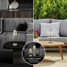 Brilo - KIKI nabíjateľná dotyková stolná LED lampa LED/2,6W/5V IP44 2600 mAh strieborná