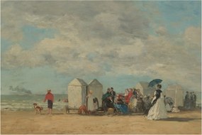 Obraz - Eugène Boudin, Beach Scene , reprodukcia (90x60 cm)