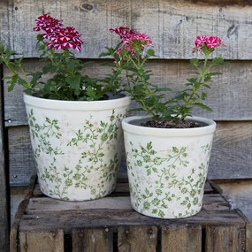 Keramický obal na kvetináč so zelenými kvetmi Ganni green M - Ø14*13 cm