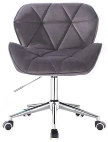 LuxuryForm DESIGN Stolička MILANO VELUR na striebornej podstave s kolieskami - tmavo šedá