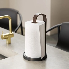 Čierny drevený stojan na papierové utierky ø 17 cm Bellwood – Umbra