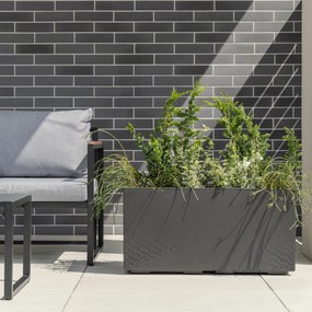 PLASTOVÝ KVETINÁČ NA KOLIESKACH BETONIQUE 39X39X78 CM IMITÁCIA BETÓNU SIVÁ