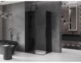 Mexen Velar Duo, sprchový kút s posuvnými dverami 90 x 80 cm, 8mm šedé sklo, čierna matná, 871-090-080-42-70