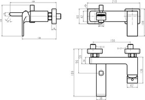 Novaservis Nobless Sharp, vaňová batéria bez príslušenstva 150 mm, chrómová, 37020/1,0