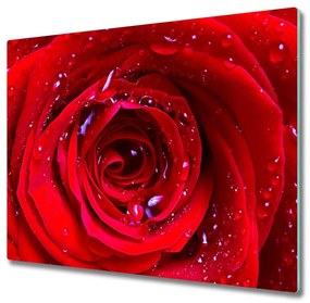 Sklenená doska na krájanie Ružová kvetina 60x52 cm