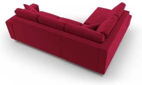 Červená zamatová rozkladacia/s úložným priestorom rohová pohovka (ľavý roh/do L) Kyoto – Cosmopolitan Design