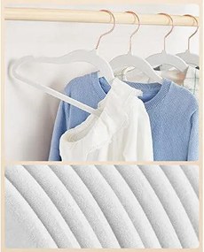 Detské vešiaky, balenie 50 ks zamatových vešiakov, 30 x 0,5 x 20,5 cm, biele