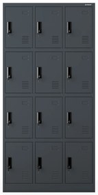 Kovová BHP desiatová skrinka MARCIN, 900 x 1850 x 400 mm, antracitová