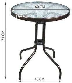 Malatec Balkónový stolík 60 cm, hnedý, 5091
