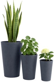 Sada 3 ks kvetináčov 3 round - antracitová