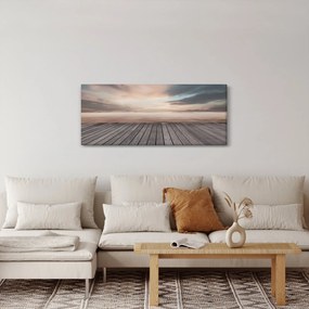 Obraz - Mólo pri západe slnka (120x50 cm)