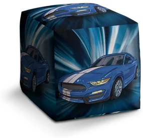 Sablio Taburet Cube Mustang Modré pozadie: 40x40x40 cm