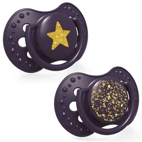 Lovi Silikónové dynamické cumlíky 3-6m, Stardust - fialové