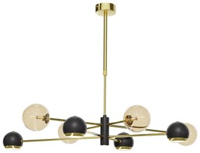 Jupiter 1972 - Luster na tyči MOKA 4xGU10/10W/230V + 4xG9/10W/230V zlatá/čierna/béžová