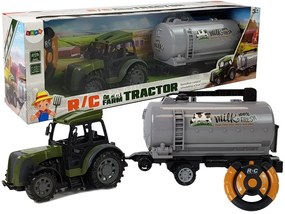 LEAN TOYS Traktor na diaľkové ovládanie s mliečnou nádržou 2,4GHz zelený RTR