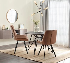 Jedálenská stolička Lewes - zamat - Hnedá