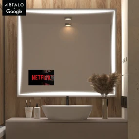SMART Zrkadlo do kúpeľne s LED osvetlením M5 premium + SmartScreen with Google Chromecast